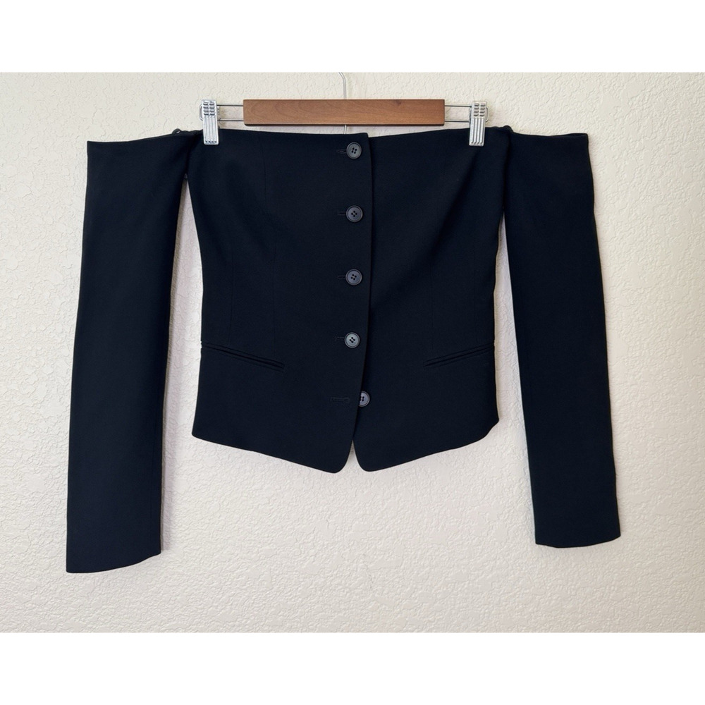 90s Calvin Klein Collection Archive Vtg Wool Corset Pinned Sleeve 6 Runway USA